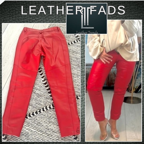 🔥VTG,Leather Fads,MSRP$342),Supple Lambskin Leather,RED,Adjustable ANKLES,Size 0 - Picture 7 of 15